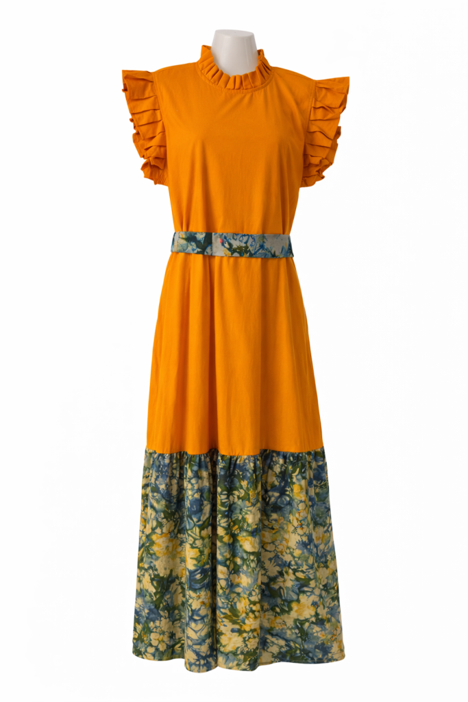 Orange lång klänning 499 kr