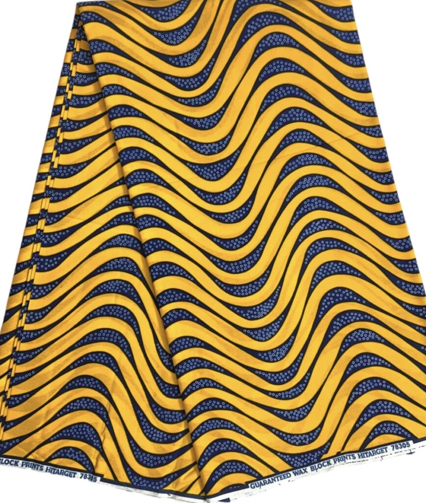 Gul/svart Afro tyg 6yard 700 kr eller 140kr/m